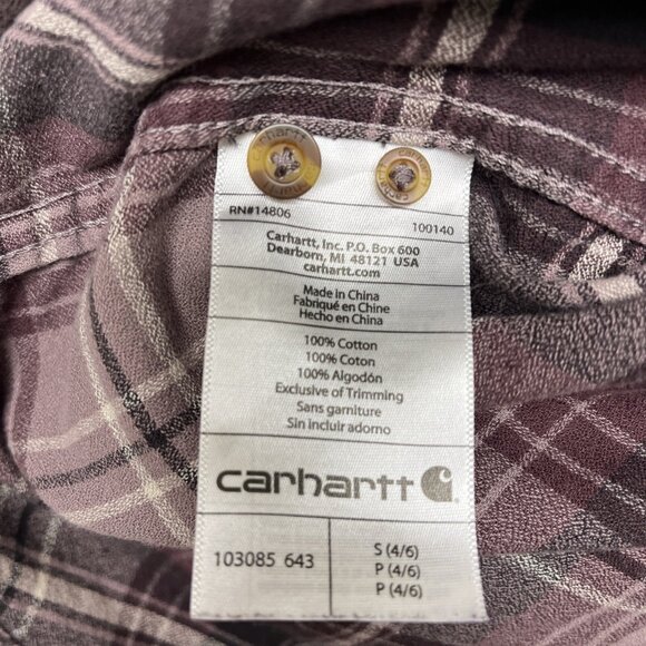 Carhartt Women's Button-Up Top Size Small (4-6) Plaid Flannel Western Cowgirl‎ - Picture 8 of 8